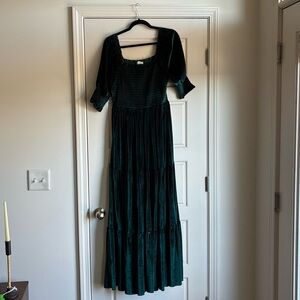 Baltic Born Dark Green Velvet Maxi Dress